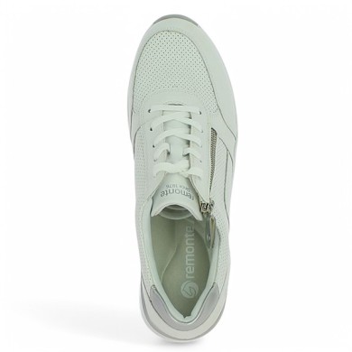 D0T06-80 baskets remonte cuir blanc talon compensé femme 42, 43, 44, 45 Shoesissime, vue dessus