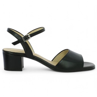 Carmen - Nude-piedes noir habillée petit talon - Women's large size black sandals - Shoesissime