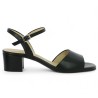 Carmen - Nude-piedes noir habillée petit talon - Women's large size black sandals - Shoesissime
