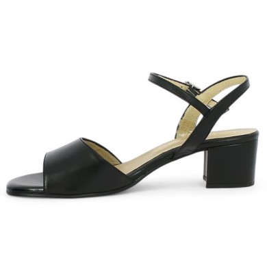 Carmen - Nude-piedes noir habillée petit talon - Women's large size black sandals - Shoesissime