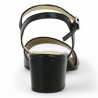 Carmen - Nude-piedes noir habillée petit talon - Women's large size black sandals - Shoesissime
