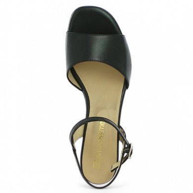 Carmen - Nude-piedes noir habillée petit talon - Women's large size black sandals - Shoesissime