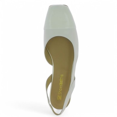 chaussures blanche bout vernis grande pointure femme Shoesissime, vue dessus