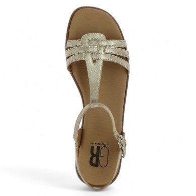 Lola - Nude-piedes dorés confort straes fines - Sandale Géo Reino 42, 43, 44, 45 - Shoesissime