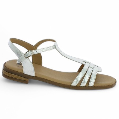 sandale cuir argent femme 42, 43, 44, 45 Shoesissime, vue profil sandale cuir argent femme 42, 43, 44, 45 Shoesissime, vue profil