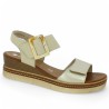 D2L53-60 nu-pieds talon compensé grande taille beige et doré Remonte Shoesissime, vue profil