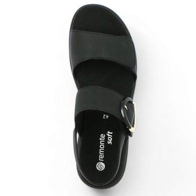 sandale confort Remonte noire 42, 43, 44, 45 boucle dorée Shoesissime, vue dessus