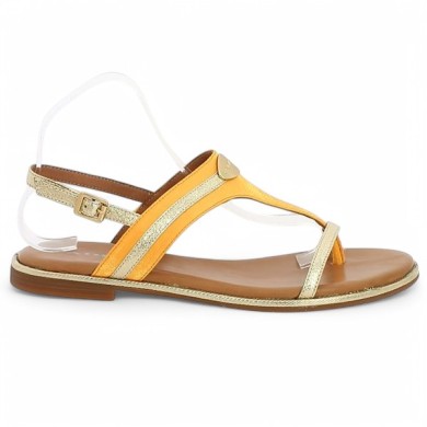 sandale plate grande taille jaune alya adige Shoesissime, vue coté