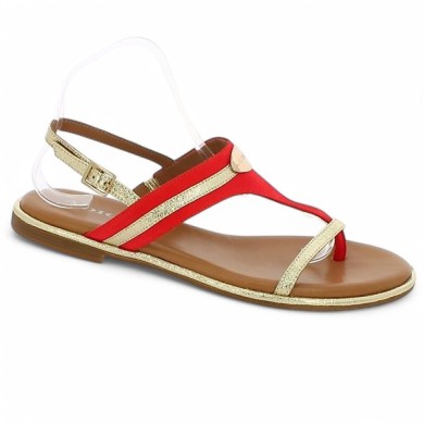 Alya - Gold and Orange Leather Dress Sandal - Women's Barefoot Big Size Adige - Shoesissime