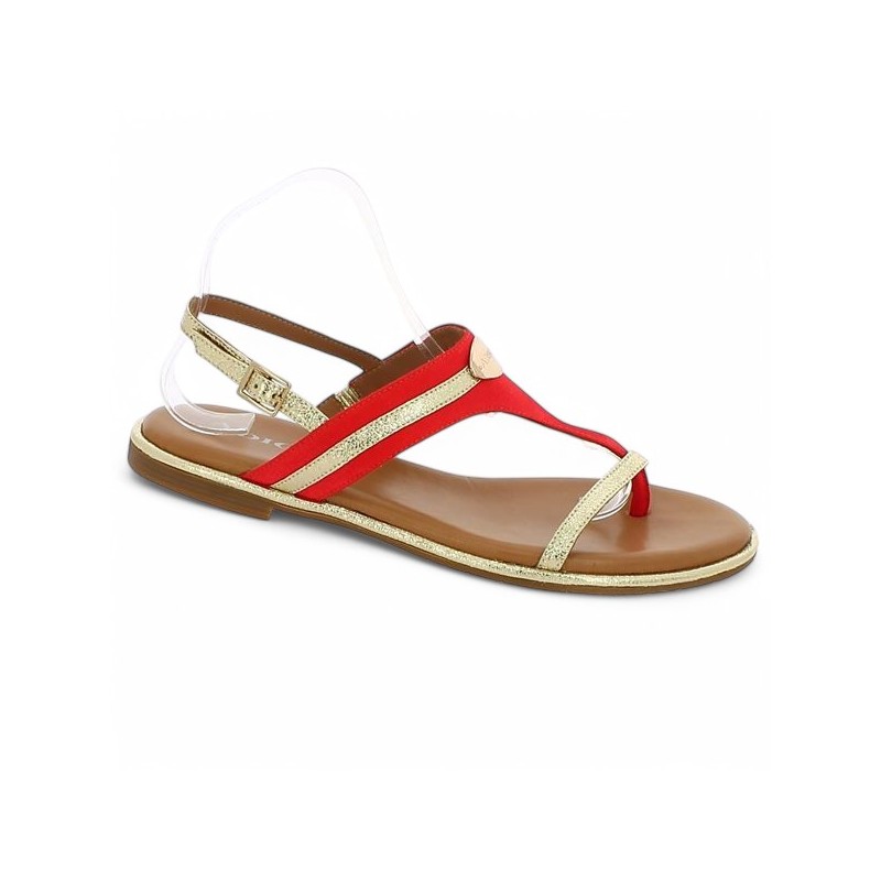 sandale plate grande pointure adige Alya brique orange Shoesissime, vue profil
