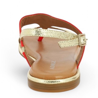 Alya - Gold and Orange Leather Dress Sandal - Women's Barefoot Big Size Adige - Shoesissime