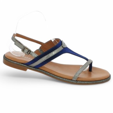 nu-pieds adige bleu Alya grande taille femme Shoesissime, vue profil