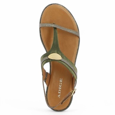 Alya - Khaki Green Dress Sandal - Women's large size sandals Adige - Shoesissime