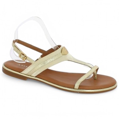 sandale dorée plate chic femme grande taille alya platine adige Shoesissime, vue profil