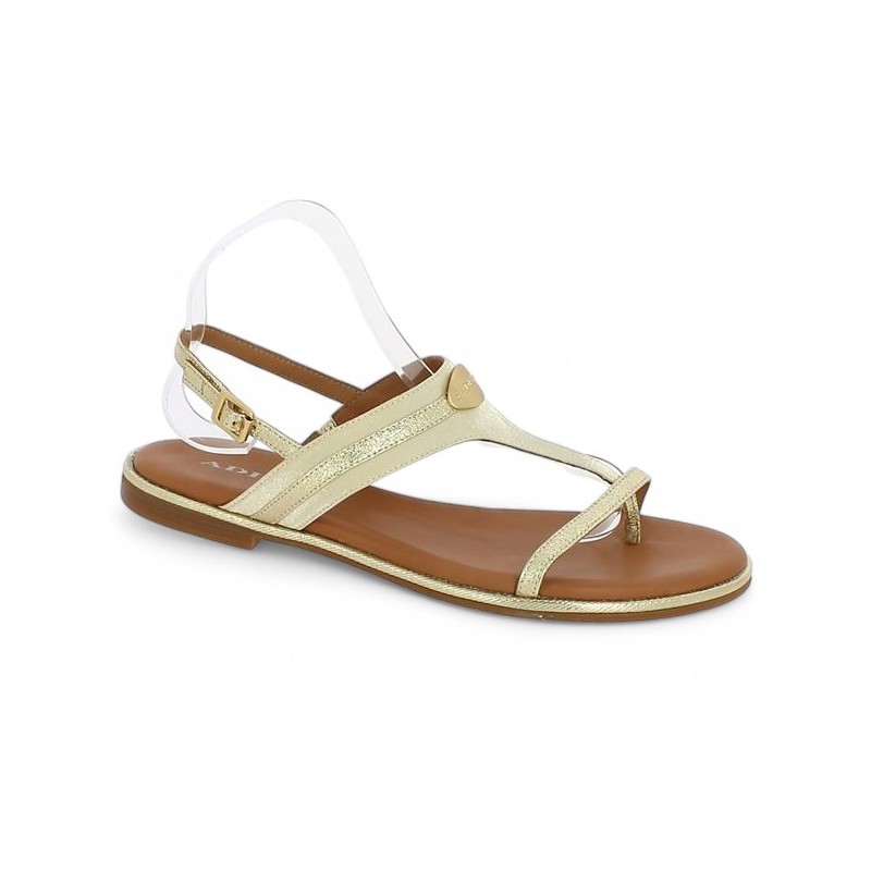 sandale dorée plate chic femme grande taille alya platine adige Shoesissime, vue profil