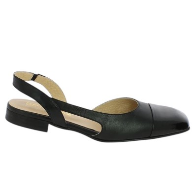 ballerine noire bout vernis ajourée grandes chaussures femme Shoesissime, vue profil