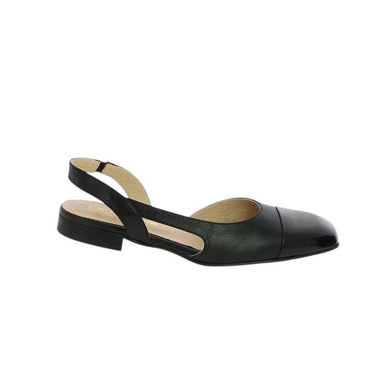 ballerine noire bout vernis ajourée grandes chaussures femme Shoesissime, vue profil