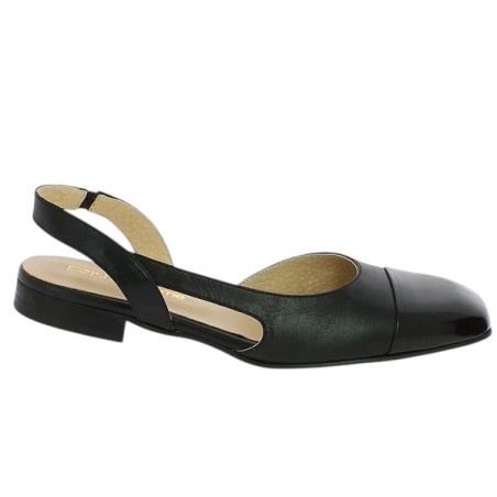 ballerine noire bout vernis ajourée grandes chaussures femme Shoesissime, vue profil