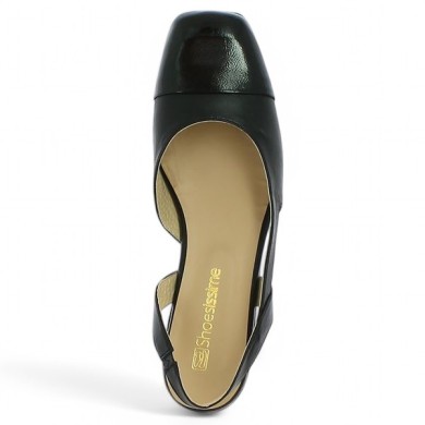 sandalette noire chic bout vernis 42, 43, 44, 45 femme Shoesissime, vue dessus