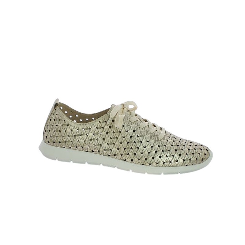 R7101-91 baskets dorées Remonte ajourée 42, 43, 44, 45 Shoesissime, vue profil
