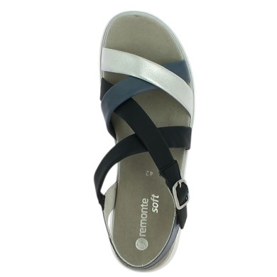 sandale confort grande pointure bleu et argent femme Shoesissime, vue dessus
