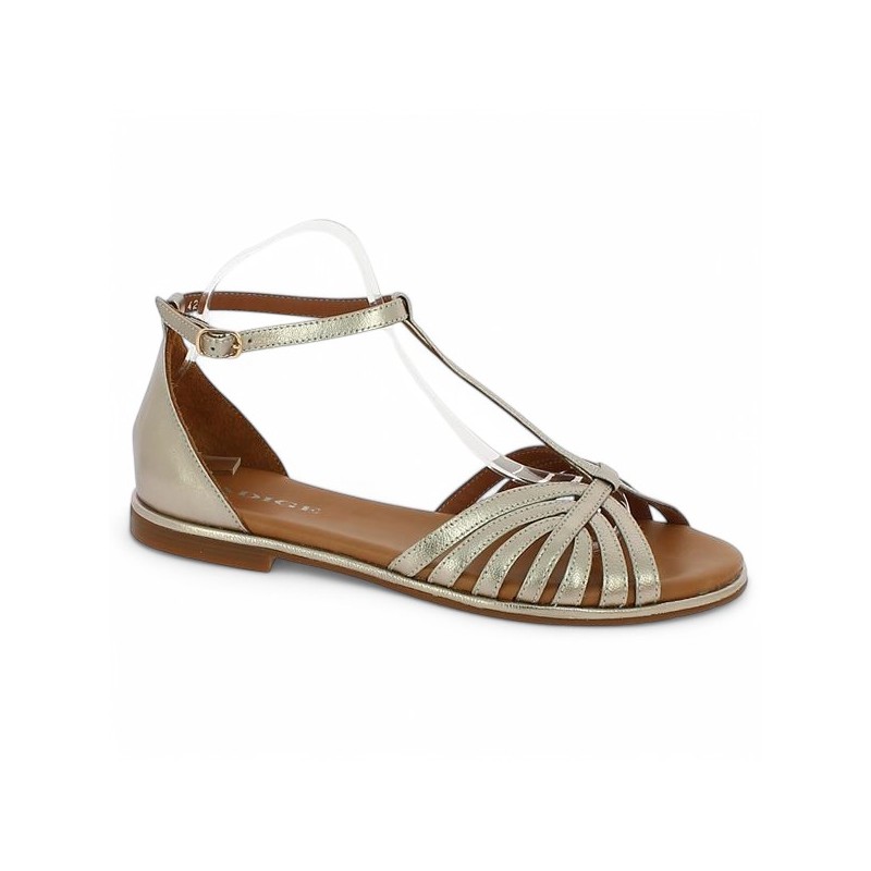 sandale dorée rafinée femme 42, 43, 44 Adige Aman Shoesissime, vue profil