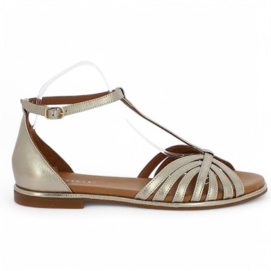 nu-pieds doré élégant 42, 43, 44 femme Adige Aman Shoesissime, vue coté