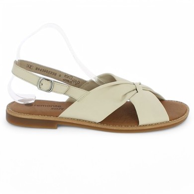 D3674-60 nu-pieds Remonte grande taille plate blanc cassé, vue coté