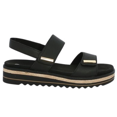 D0Q59-00 sandale grande taille confort Remonte cuir noir femme Shoesissime, vue coté