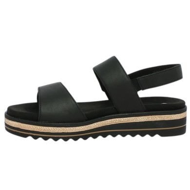 grande sandale femme réglable cuir noir Remonte , vue intérieure