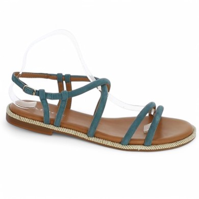 sandale liens cuir bleu ciel 42, 43, 44 Adige Shoesissime, vue profil