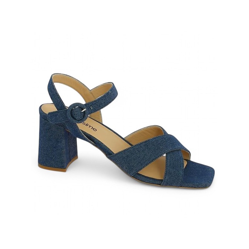 Lois - Jeans textile heeled sandals - Women's dress sandals 42, 43, 44, 45 - Shoesissime
