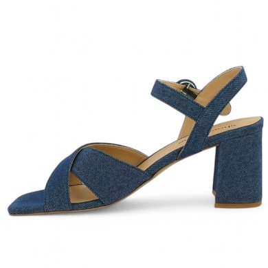 Lois - Jeans textile heeled sandals - Women's dress sandals 42, 43, 44, 45 - Shoesissime