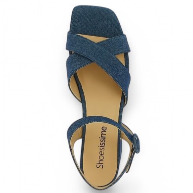 Lois - Jeans textile heeled sandals - Women's dress sandals 42, 43, 44, 45 - Shoesissime