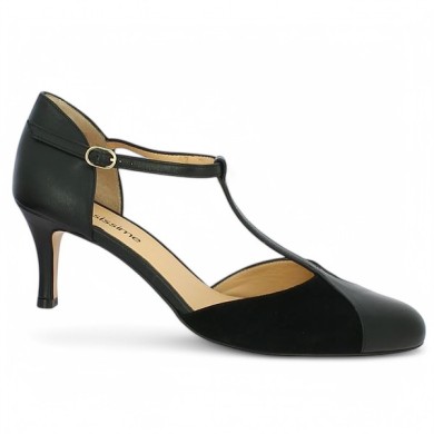 escarpin salomé 42, 43, 44, 45 cuir noir Shoesissime, vue profil