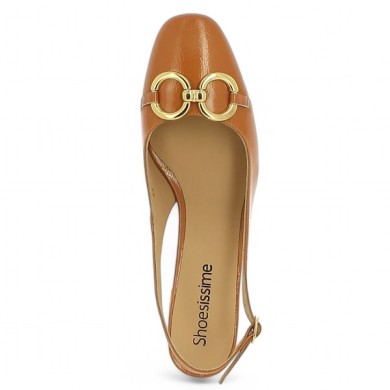escarpin babies vernis cognac grande pointure femme Shoesissime, vue dessus