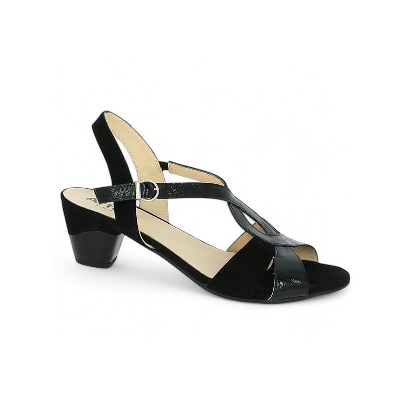 Ingénue - Black comfort heel sandal - Sandals large size - Shoesissime