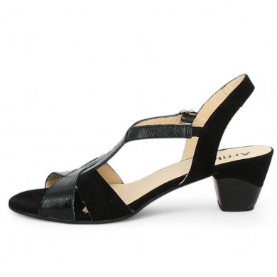 Ingénue - Black comfort heel sandal - Sandals large size - Shoesissime