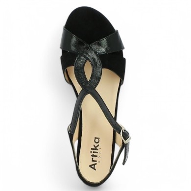 Ingénue - Black comfort heel sandal - Sandals large size - Shoesissime