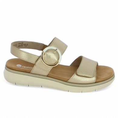D2K50-90 sandale doré à boucle Remonte confort femme grande taille Shoesissime, vue coté
