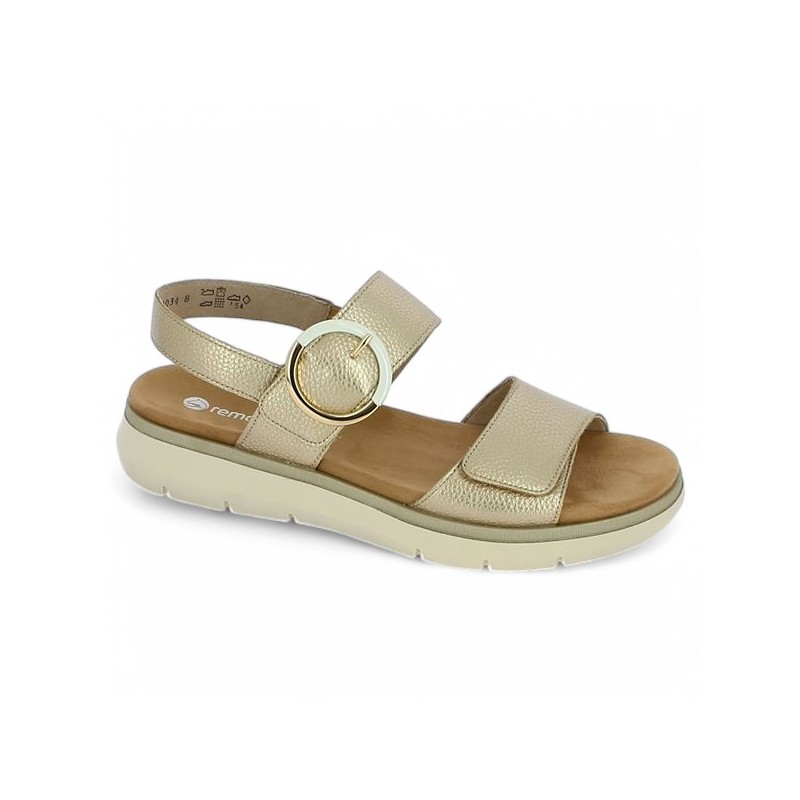 D2K50-90 sandale doré Remonte confort 42, 43, 44, 45 Shoesissime, vue profil