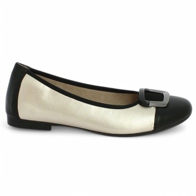 D0K12-90 Ballerine Remonte doree et noire grande pointure femme, vue coté