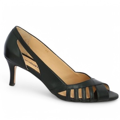 Escarpin noir grande taille open toe Shoesissime, vue profil