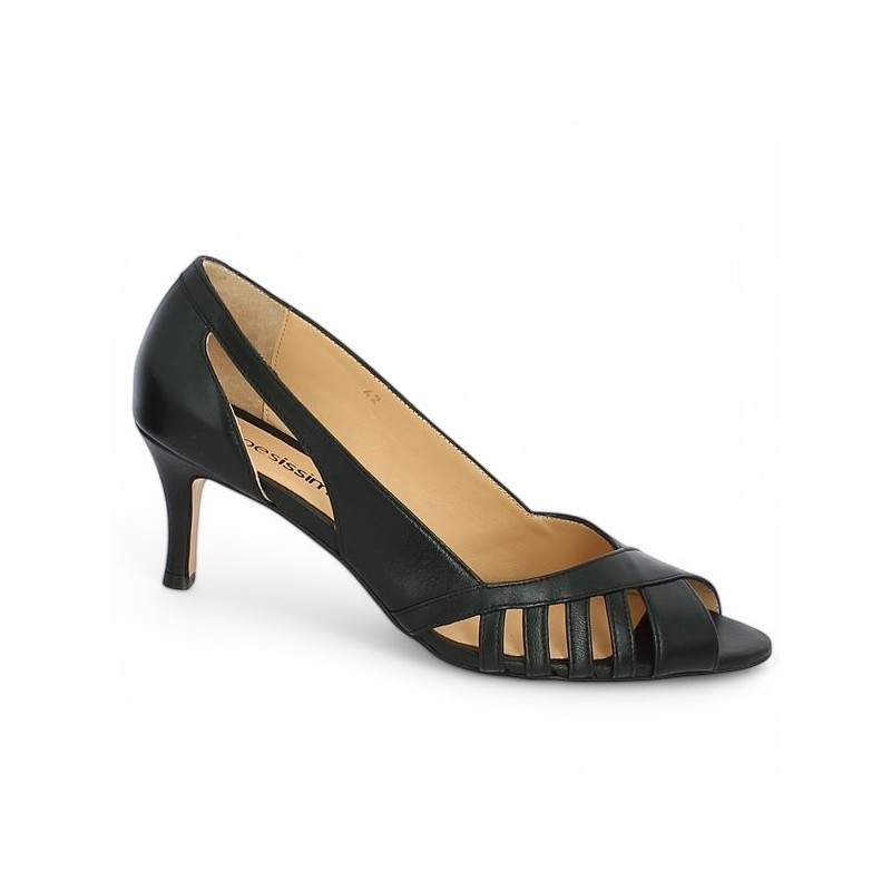 Escarpin noir grande taille open toe Shoesissime, vue profil