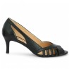 Escarpin noir grande pointure open toe Shoesissime, vue coté