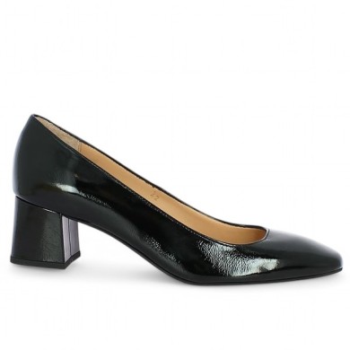 escarpin vernis noir bout carré grande taille Shoesissime, vue coté