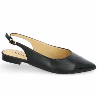 ballerine ouverte au talon noir bout vernis noir 42, 43, 44, 45 Shoesissime, vue profil