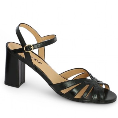 sandale à talon noire mode grande taille femme Shoesissime, vue profil