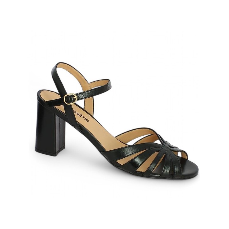 sandale à talon noire mode grande taille femme Shoesissime, vue profil