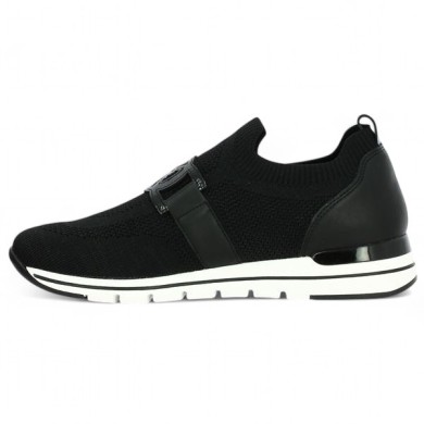 Sneakers femme grande pointure stretch noire Remonte Shoesissime, vue coté
